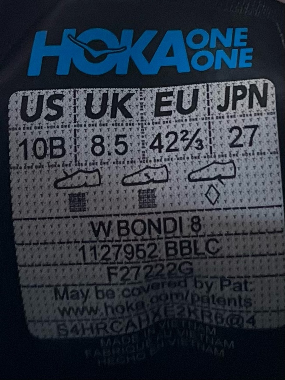 Hoka One One Bondi 8 REFLECTIVE Womens Size 10 Running Shoes Sneakers Black - Picture 10 of 11